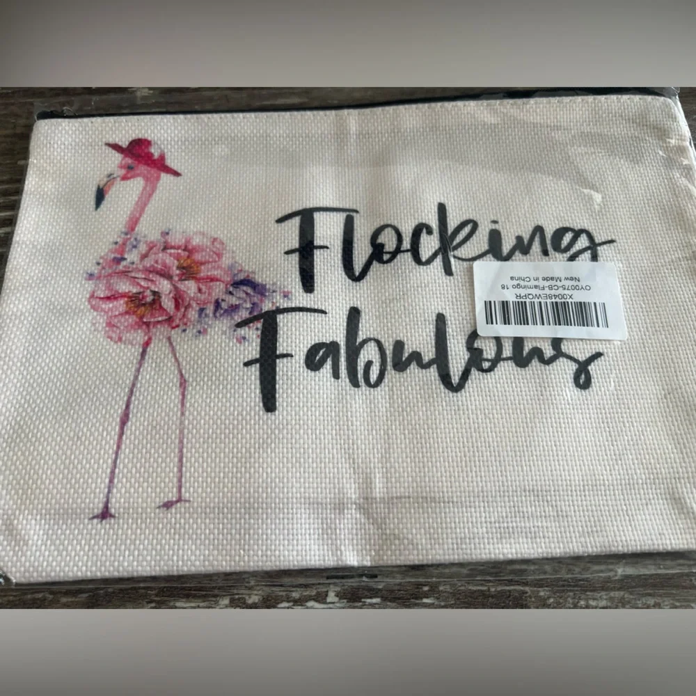Flocking Fabulous Flamingo Zippered Cosmetic‎ Bag Pouch New In Package Travel